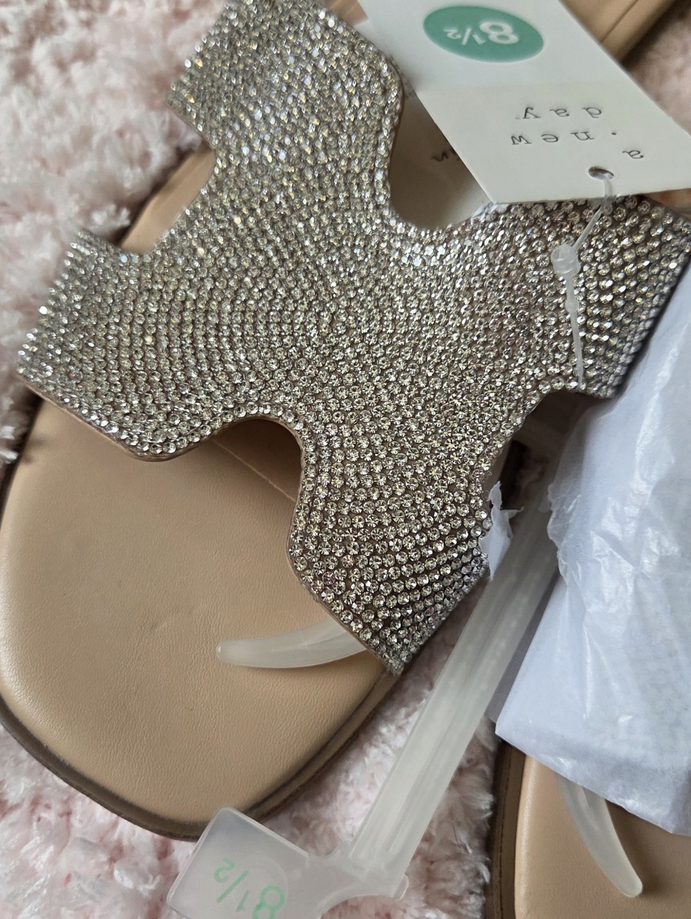 A new Day 8.5 Crystal Embellished Slip-On Sandal - Nude - Picture 3 of 7
